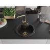 Mexen Diego Granitspüle 1-Becken mit Küchenarmatur Rita, schwarz/gold metallic - 6512-75-670300-50