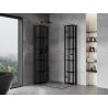 Mexen Mist-F Duo faltbare Duschkabine links 90 x 75 cm, schwarzes Gitter, schwarz - 8A6-090L-075P-70-77