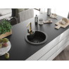 Mexen Diego granitspüle mit 1 becken und küchenarmatur Rita, schwarz/gold metallic - 6512-75-670300-50-B