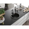 Mexen Diego Granitspüle 1-Becken mit Küchenarmatur Rita, Schwarz/Gold Metallic - 6512-75-670300-70-B