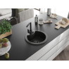 Mexen Diego Granitspüle 1-beckig mit Küchenarmatur Rita, schwarz/gold metallic - 6512-75-670300-70-B