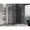 Mexen Mist-F Duo klappbare Duschkabine rechts 75 x 95 cm, schwarzes Gitter, schwarz - 8A6-075L-095P-70-77