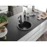 Mexen Diego Granitspüle 1-Becken mit Küchenarmatur Rita, schwarz/gold metallic - 6512-75-670300-70
