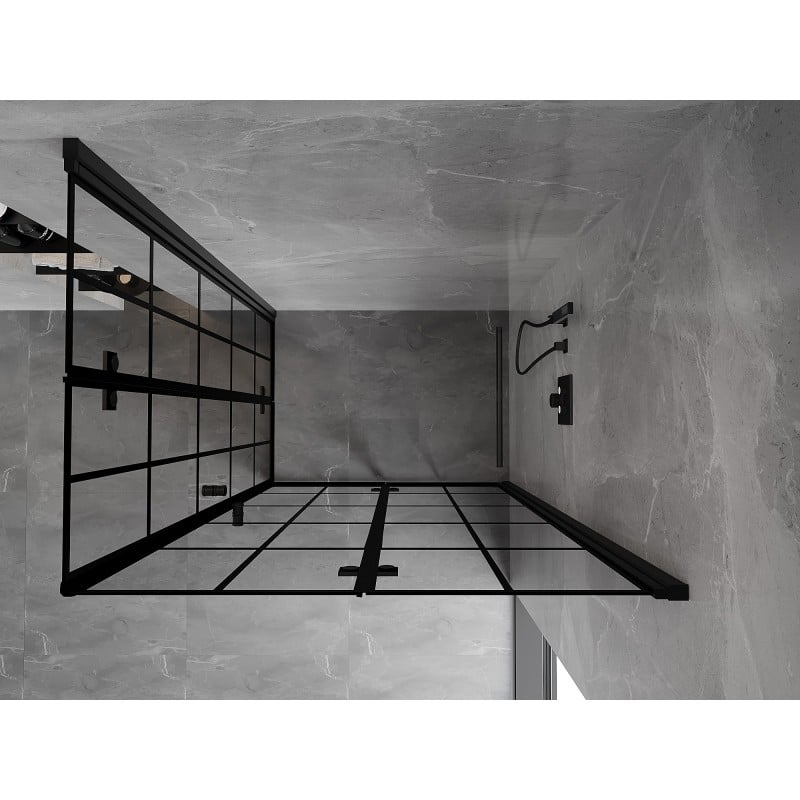 Mexen Mist-F Duo Duschkabine faltbar rechts 85 x 100 cm, schwarzes Gitter, schwarz - 8A6-085L-100P-70-77