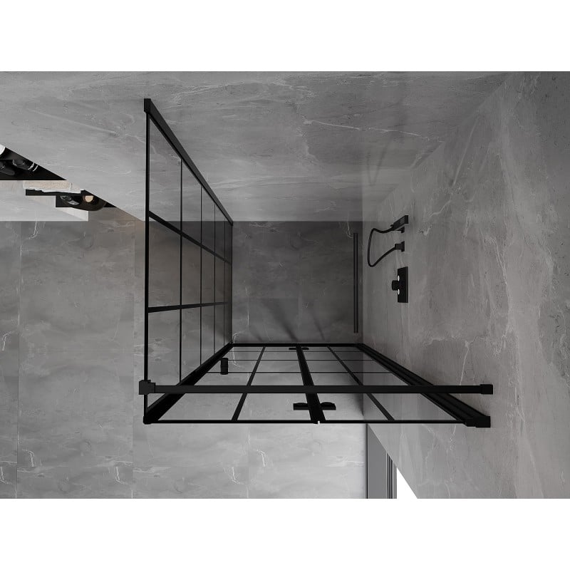 Mexen Mist-F klappbare Duschkabine rechts 70 x 70 cm, schwarzes Gitter, schwarz - 8A6T-070-070-70-77-P