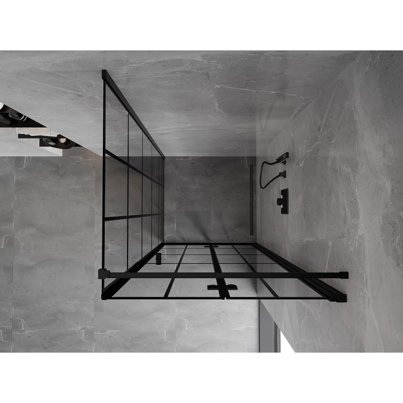 Mexen Mist-F Duschkabine klappbar rechts 85 x 85 cm, schwarzes Gitter, schwarz - 8A6T-085-085-70-77-P