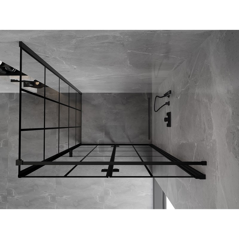 Mexen Mist-F klappbare Duschkabine rechts 85 x 95 cm, schwarzes Gitter, schwarz - 8A6T-085-095-70-77-P