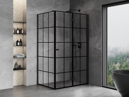 Mexen Mist-F klappbare Duschkabine rechts 120 x 110 cm, schwarzes Gitter, schwarz - 8A6T-120-110-70-77-P