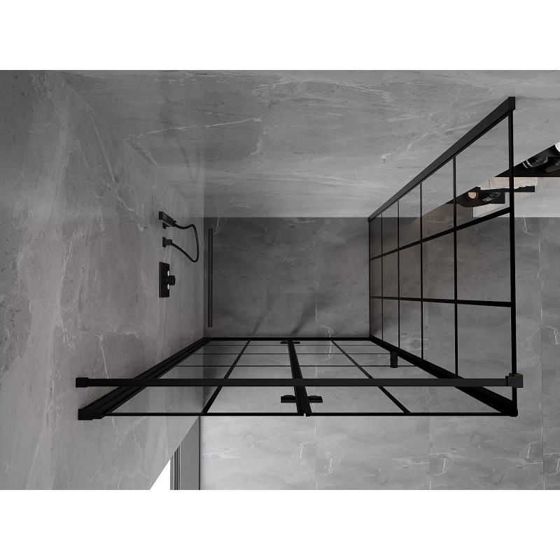 Mexen Mist-F Duschkabine klappbar links 80 x 100 cm, schwarzes Raster, schwarz - 8A6T-080-100-70-77-L