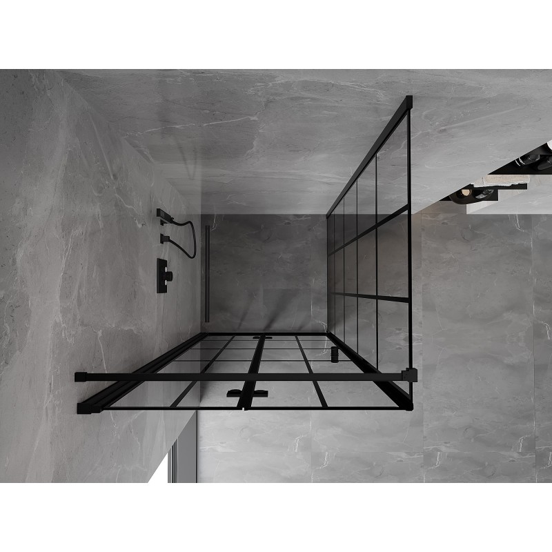 Mexen Mist-F faltbare Duschkabine links 100 x 100 cm, schwarzes Gitter, schwarz - 8A6T-100-100-70-77-L