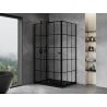 Mexen Mist-F klappbare Duschkabine links 120 x 100 cm, schwarzes Gitter, schwarz - 8A6T-120-100-70-77-L