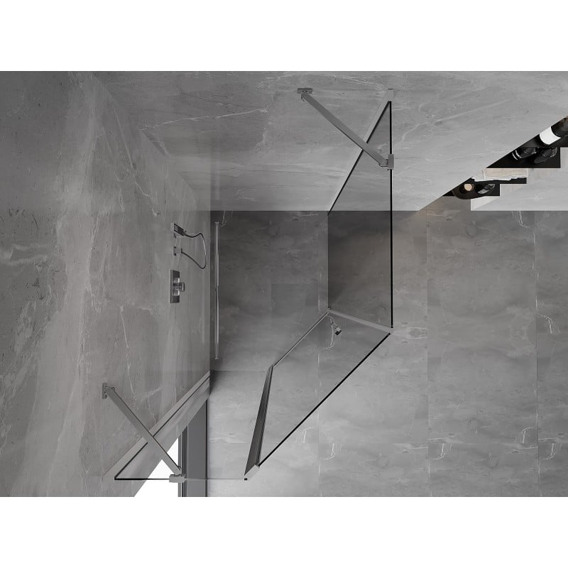 Mexen Mist asymmetrische fünfeckige Duschkabine schwenkbar 80 x 90 cm, transparent, chrom - 8A8-080-090-01-00