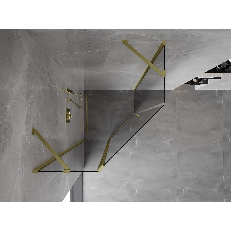 Mexen Mist fünfeckige Duschkabine schwenkbar 90 x 90 cm, transparent, gold gebürstet - 8A8-090-090-55-00
