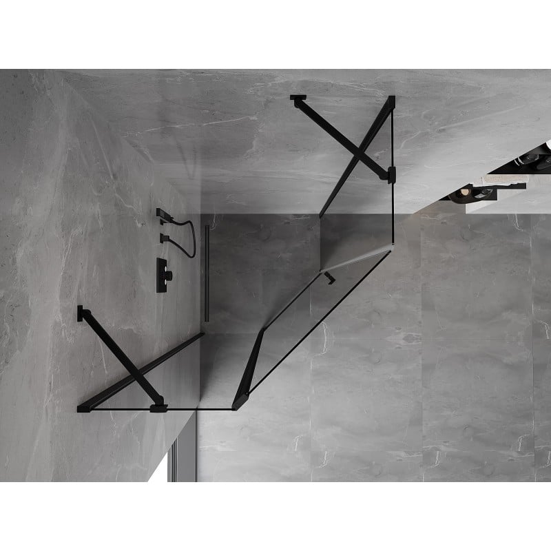 Mexen Mist fünfeckige Duschkabine aufklappbar 100 x 100 cm, transparent, schwarz - 8A8-100-100-70-00