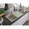 Mexen Bruno Granitspüle 1-Becken mit Abtropffläche und Küchenarmatur Rita, beige - 6513-69-670300-00