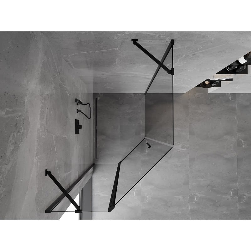 Mexen Mist fünfeckige asymmetrische Duschkabine, Klapptür 90 x 100 cm, transparent, schwarz - 8A8-090-100-70-00