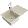 Mexen Bruno Granitspüle 1-Becken mit Abtropffläche und Küchenarmatur Rita, beige - 6513-69-670300-00