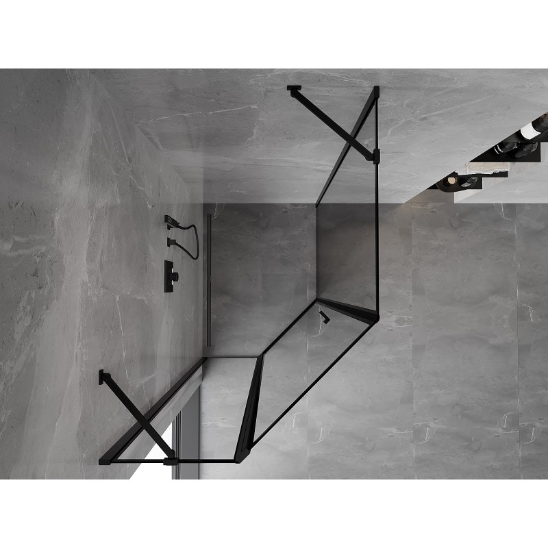 Mexen Mist asymmetrische fünfeckige Duschkabine, schwenkbar links 90 x 100 cm, schwarzer Rahmen, schwarz - 8A8-090-100-70-70-L
