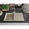 Mexen Bruno Granitspüle 1-beckig mit Abtropffläche und Küchenarmatur Rita, beige - 6513-69-670300-69