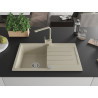 Mexen Bruno Granitspüle 1-Schüssel mit Abtropffläche und Küchenarmatur Rita, beige - 6513-69-670300-69