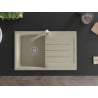 Mexen Bruno Granitspüle 1-beckig mit Abtropffläche und Küchenarmatur Rita, beige - 6513-69-670300-69