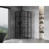 Mexen Mist Fünfeck-Duschkabine links angeschlagen 100 x 100 cm, schwarzes Raster, schwarz - 8A8-100-100-70-77-L