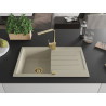 Mexen Bruno Granitspüle, 1-becken, mit Abtropffläche und Küchenarmatur Rita, beige - 6513-69-670300-50
