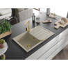 Mexen Bruno Granitspüle, 1-becken, mit Abtropffläche und Küchenarmatur Rita, beige - 6513-69-670300-50