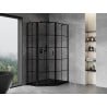 Mexen Mist fünfeckige asymmetrische Duschkabine links öffnend 90 x 100 cm, schwarzes Gitter, schwarz - 8A8-090-100-70-77-L