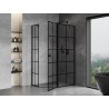 Mexen Mist fünfeckige asymmetrische Duschkabine, rechte Tür 100 x 80 cm, schwarzes Gitter, schwarz - 8A8-100-080-70-77-P