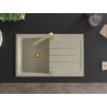 Mexen Bruno Granitspüle, 1-becken, mit Abtropffläche und Küchenarmatur Rita, beige - 6513-69-670300-50