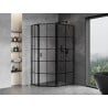 Mexen Mist asymmetrische fünfeckige Duschkabine rechts öffnend 100 x 90 cm, schwarzes Gitter, schwarz - 8A8-100-090-70-77-P