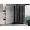 Mexen Mist fünfeckige asymmetrische Duschkabine, schwenkbar rechts 80 x 100 cm, schwarzes Gitter, schwarz - 8A8-080-100-70-77-P