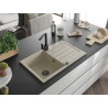 Mexen Bruno Granitspüle 1-becken mit Abtropffläche und Küchenarmatur Rita, beige - 6513-69-670300-70