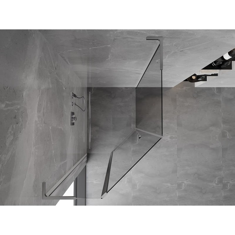 Mexen Mist L asymmetrische fünfeckige Duschkabine mit Drehtür 80 x 90 cm, transparent, Chrom - 8A8L-080-090-01-00