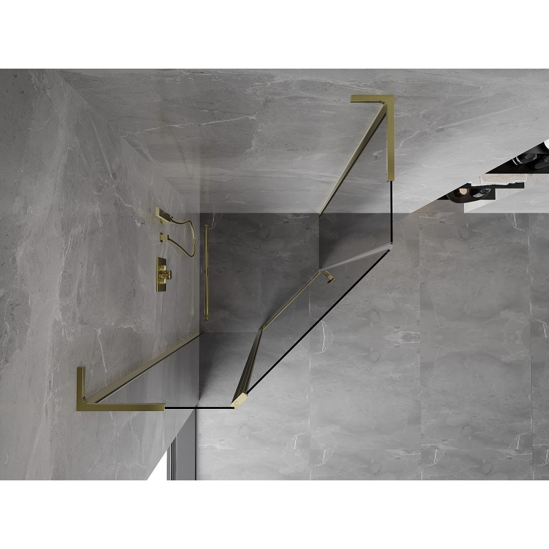 Mexen Mist L Fünfeck-Duschkabine schwenkbar 100 x 100 cm, transparent, gold - 8A8L-100-100-50-00