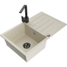 Mexen Bruno Granitspüle 1-becken mit Abtropffläche und Küchenarmatur Rita, beige - 6513-69-670300-70