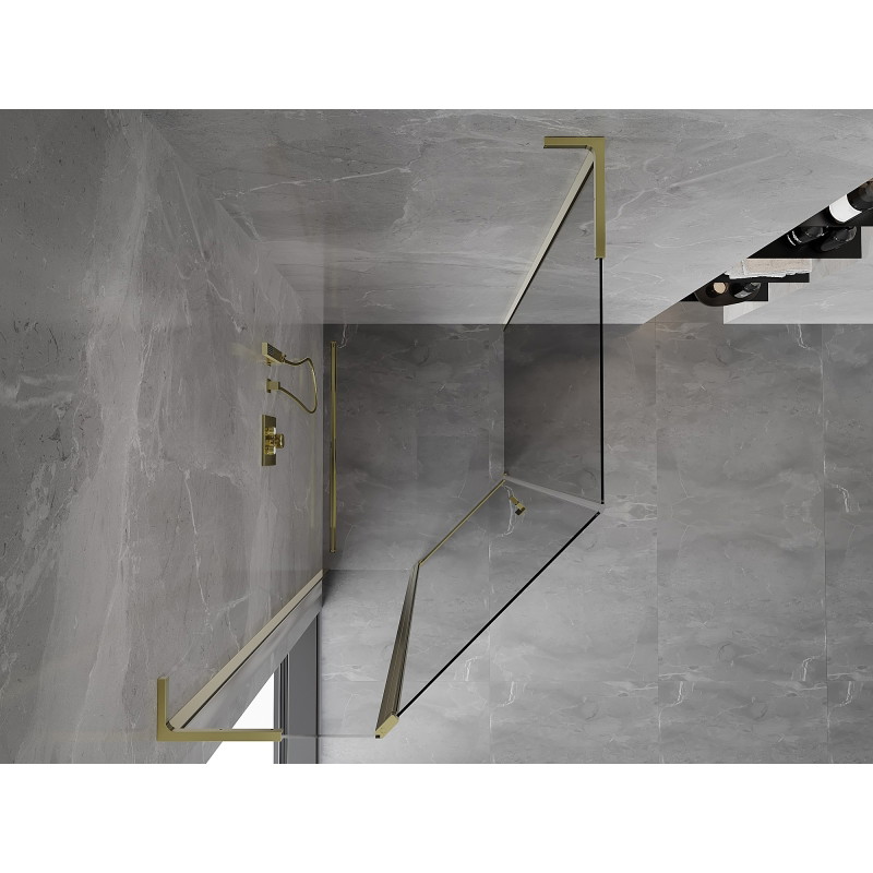 Mexen Mist L Fünfeckige asymmetrische Duschkabine mit Klapptür 80 x 90 cm, transparent, gold - 8A8L-080-090-50-00