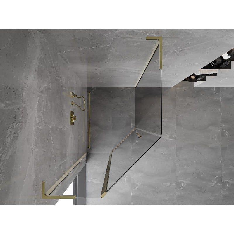 Mexen Mist L asymmetrische fünfeckige Duschkabine, schwenkbar 90 x 100 cm, transparent, gold - 8A8L-090-100-50-00