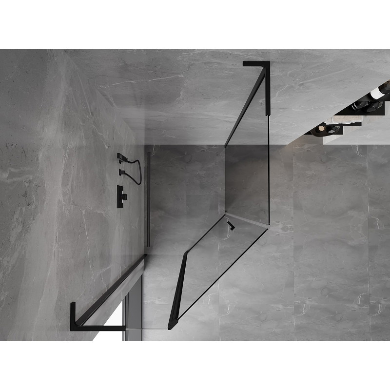 Mexen Mist L asymmetrische Fünfeck-Duschkabine, schwenkbar, 80 x 90 cm, transparent, schwarz - 8A8L-080-090-70-00