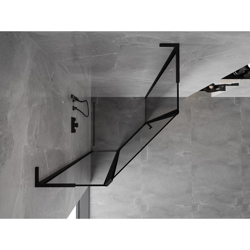 Mexen Mist L fünfeckige Duschkabine, links öffnend, 90 x 90 cm, schwarzer Rahmen, schwarz - 8A8L-090-090-70-70-L