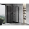 Mexen Mist L asymmetrische Fünfeck-Duschkabine mit linker Tür 80 x 100 cm, schwarzer Rahmen, schwarz - 8A8L-080-100-70-70-L
