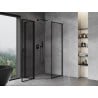 Mexen Mist L asymmetrische Fünfeck-Duschkabine mit linker Tür 80 x 100 cm, schwarzer Rahmen, schwarz - 8A8L-080-100-70-70-L