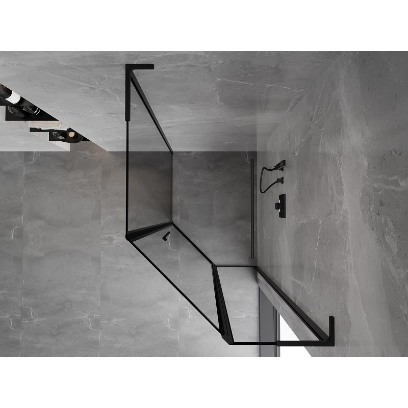 Mexen Mist L asymmetrische rechteckige Duschkabine, 90 x 100 cm, schwarzer Rahmen, schwarz - 8A8L-090-100-70-70-P