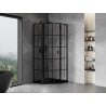 Mexen Mist L Fünfeck-Duschkabine links öffnend 90 x 90 cm, schwarzes Gitter, schwarz - 8A8L-090-090-70-77-L
