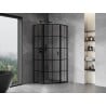 Mexen Mist L Fünfeck-Duschkabine, schwenkbar, links 100 x 100 cm, schwarzes Gitter, schwarz - 8A8L-100-100-70-77-L