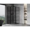 Mexen Mist L asymmetrische fünfeckige Duschkabine mit linker Schwingtür 80 x 90 cm, schwarzes Gitter, schwarz