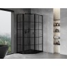 Mexen Mist L Fünfeck-Duschkabine asymmetrisch schwenkbar links 90 x 100 cm, schwarzes Gitter, schwarz - 8A8L-090-100-70-77-L