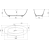 Mexen Bari freistehende Badewanne aus Konglomerat 165 x 75 cm, schwarz matt - 57221657570