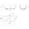 Mexen Palermo freistehende Badewanne aus Konglomerat 150 x 78 cm, schwarz matt - 57211507870